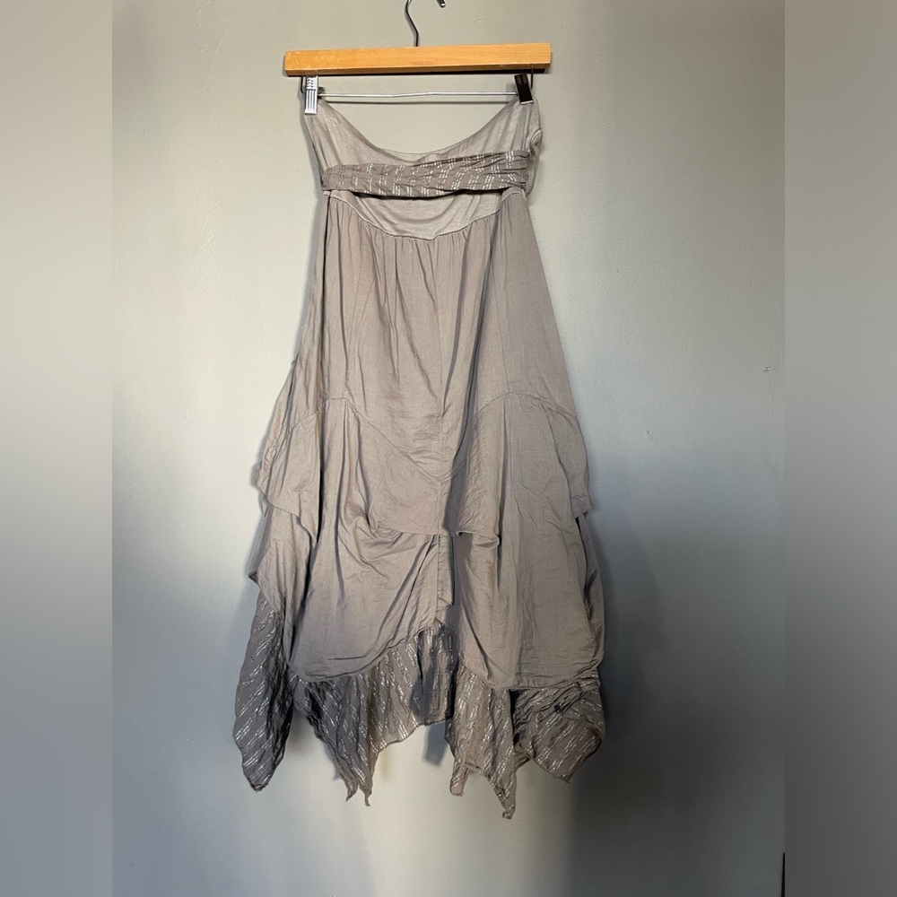 Y2K Boho Handkerchief Hem Maxi Skirt — Gray - Picture 3 of 4